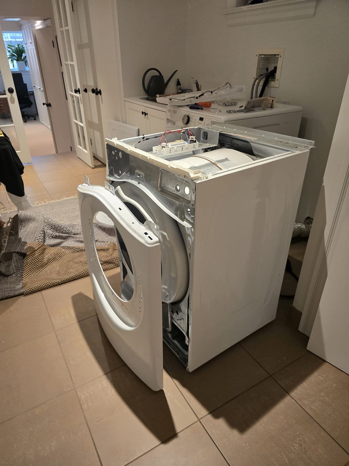 Dryer repair in a home laundry room