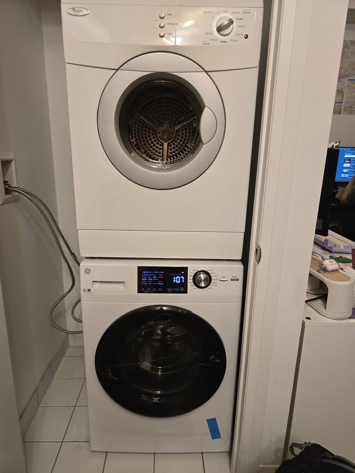Stacked laundry pair in a North York home