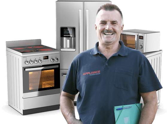 Appliance Handyman technician with kitchen appliances